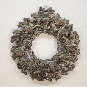 Vintage Silver Plated Zinc Sea Life Coastal Wreath Trivet